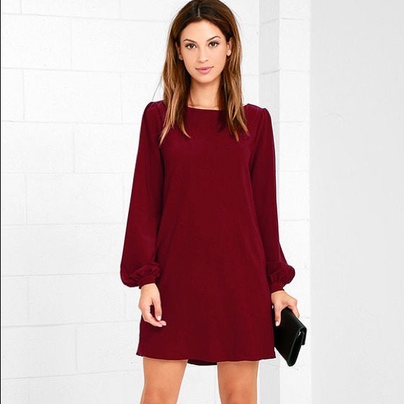 maroon shift dress